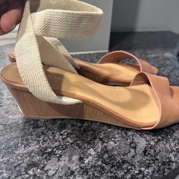 Solanz Wedge Sandals Women's‎ Ankle Strap Beige Taupe Comfort Casual Shoes - Picture 4 of 6